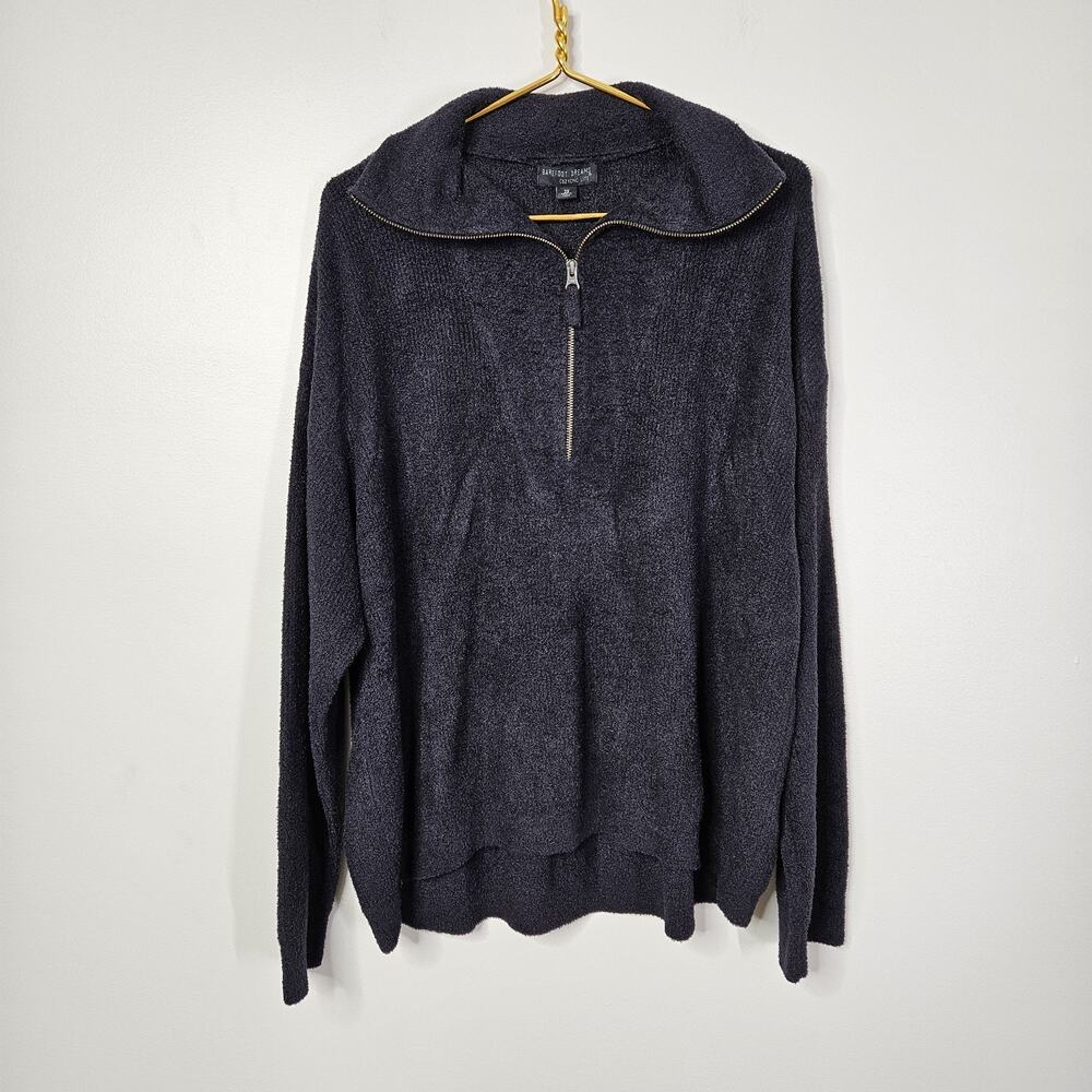 Barefoot Dreams Cozychic Lite Half Zip Pullover Sweater Women's 2X Black